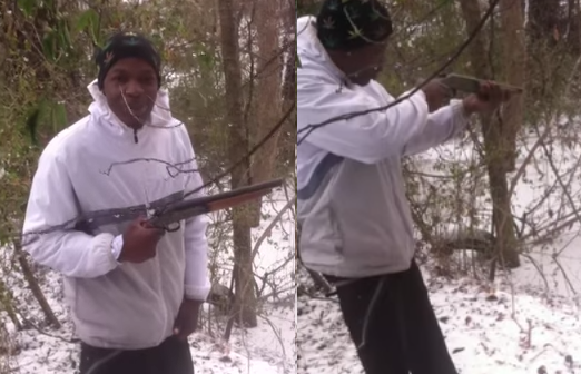 Idiot shoots sawed off shotgun